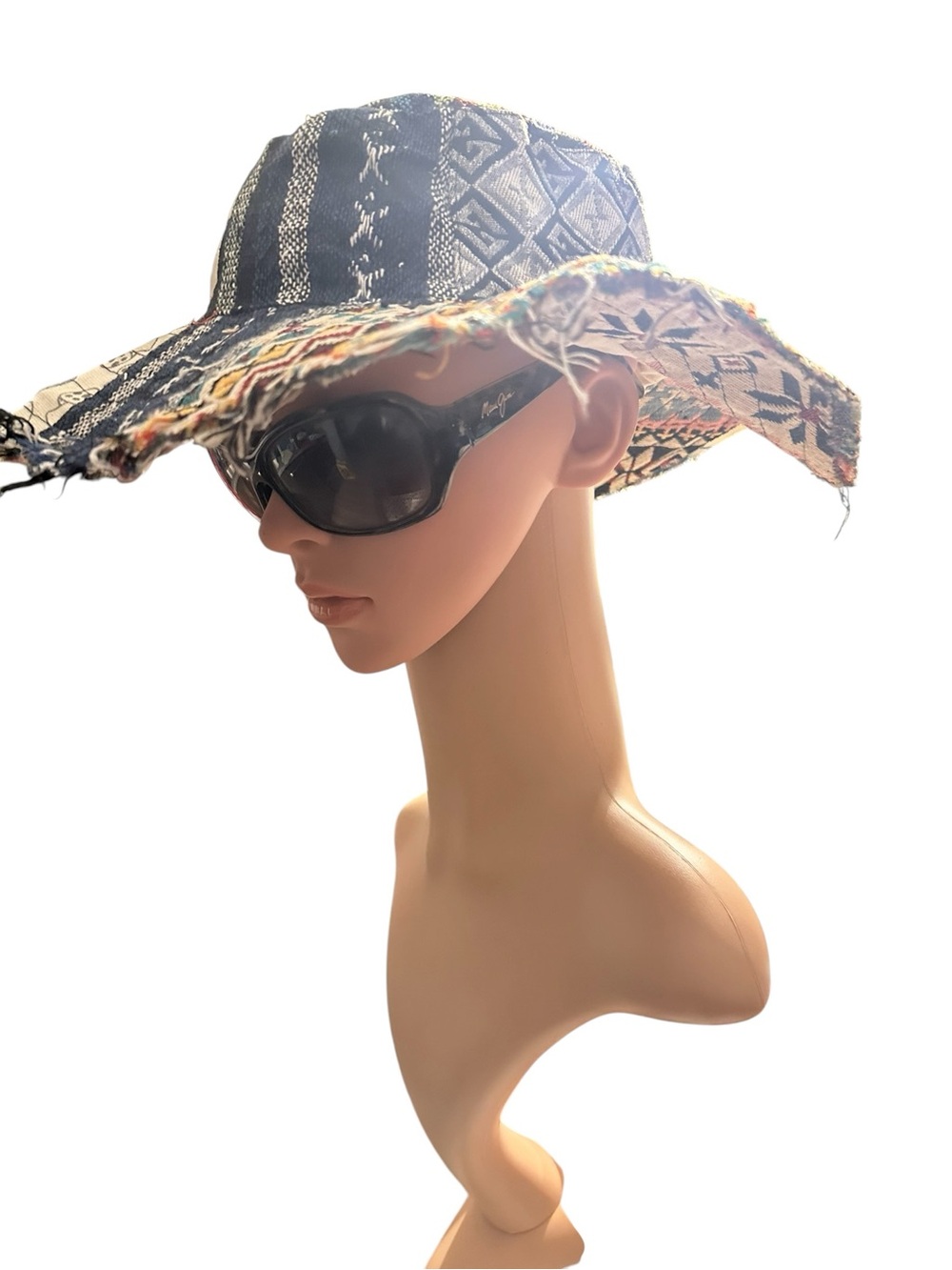 Boho Patchwork Wide-Brim Sun Hat - Multicolor - Picture 2 of 4